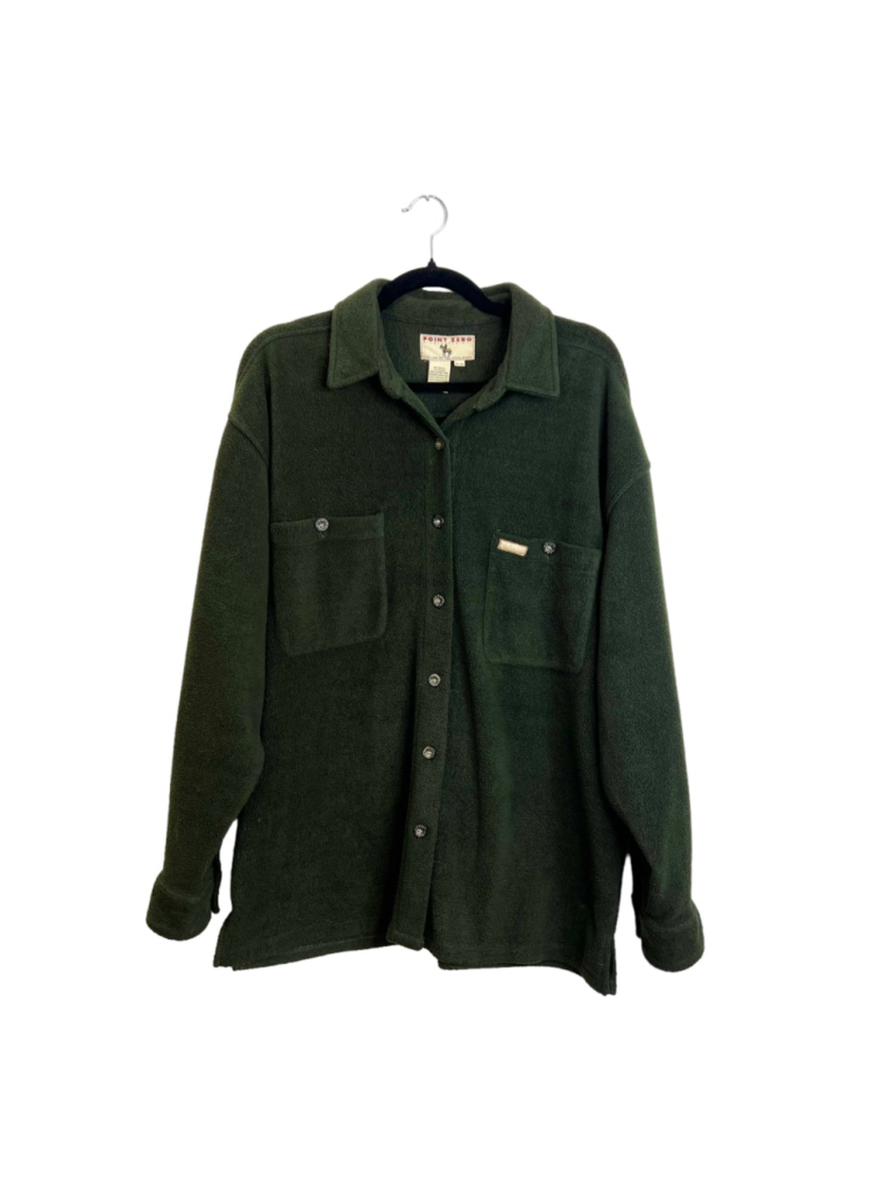 Vintage 90s Y2K Nicole Benisti Point Zero green boxy oversized fleece shacket XL - Picture 6 of 8
